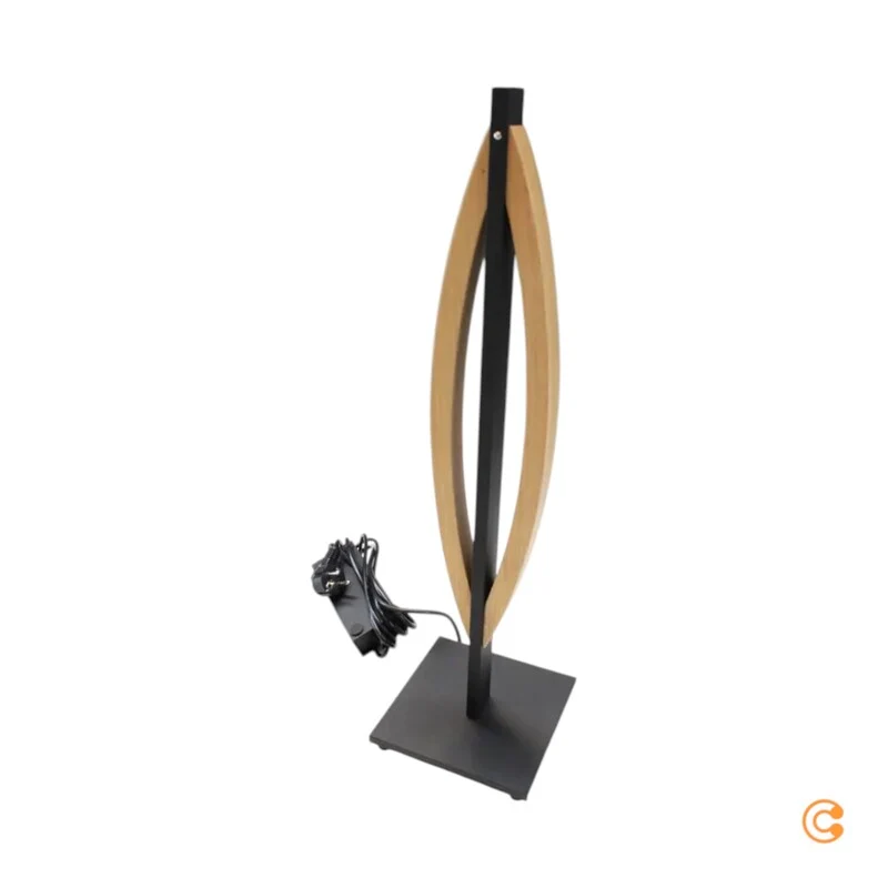 B-Ware Quitani Tischleuchte Tischlampe LED Kiera Eiche Schwarz Aluminium Wohnzimmer595