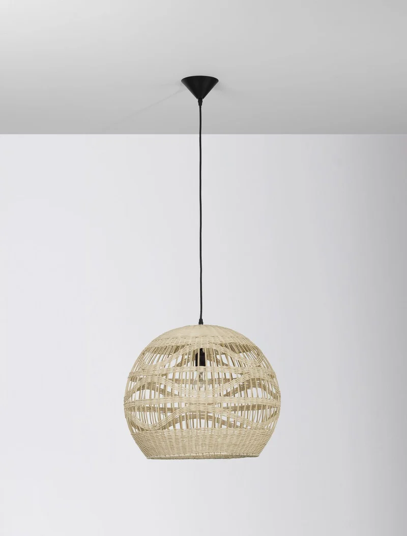 B-Ware Nova Luce Pendelleuchte Hängeleuchte MARLO Rattan LED Beige 205x48cm SIEHE TEXT