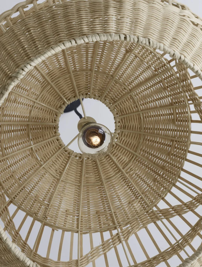 B-Ware Nova Luce Pendelleuchte Hängeleuchte MARLO Rattan LED Beige 205x48cm SIEHE TEXT