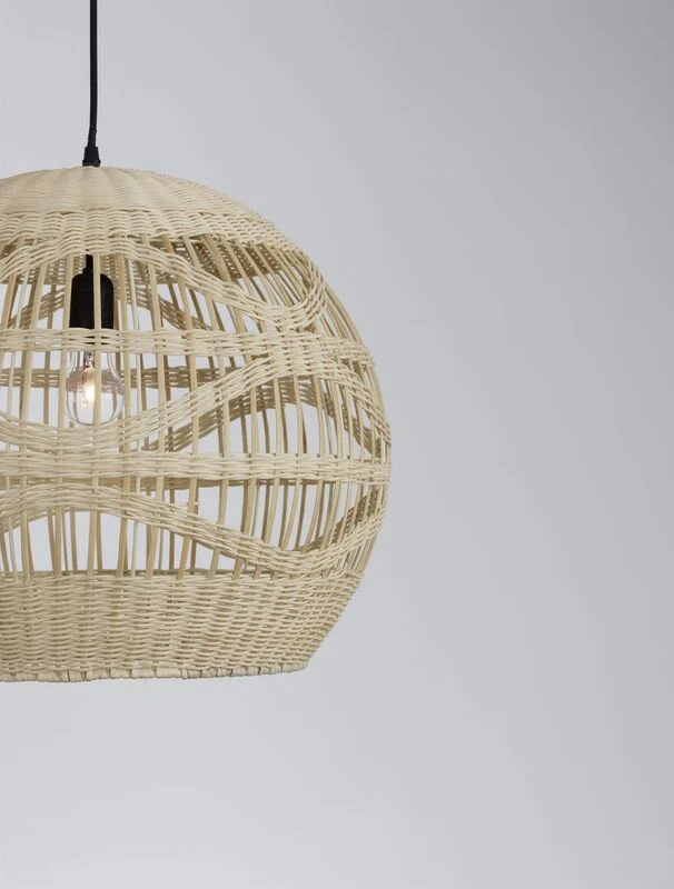 B-Ware Nova Luce Pendelleuchte Hängeleuchte MARLO Rattan LED Beige 205x48cm SIEHE TEXT
