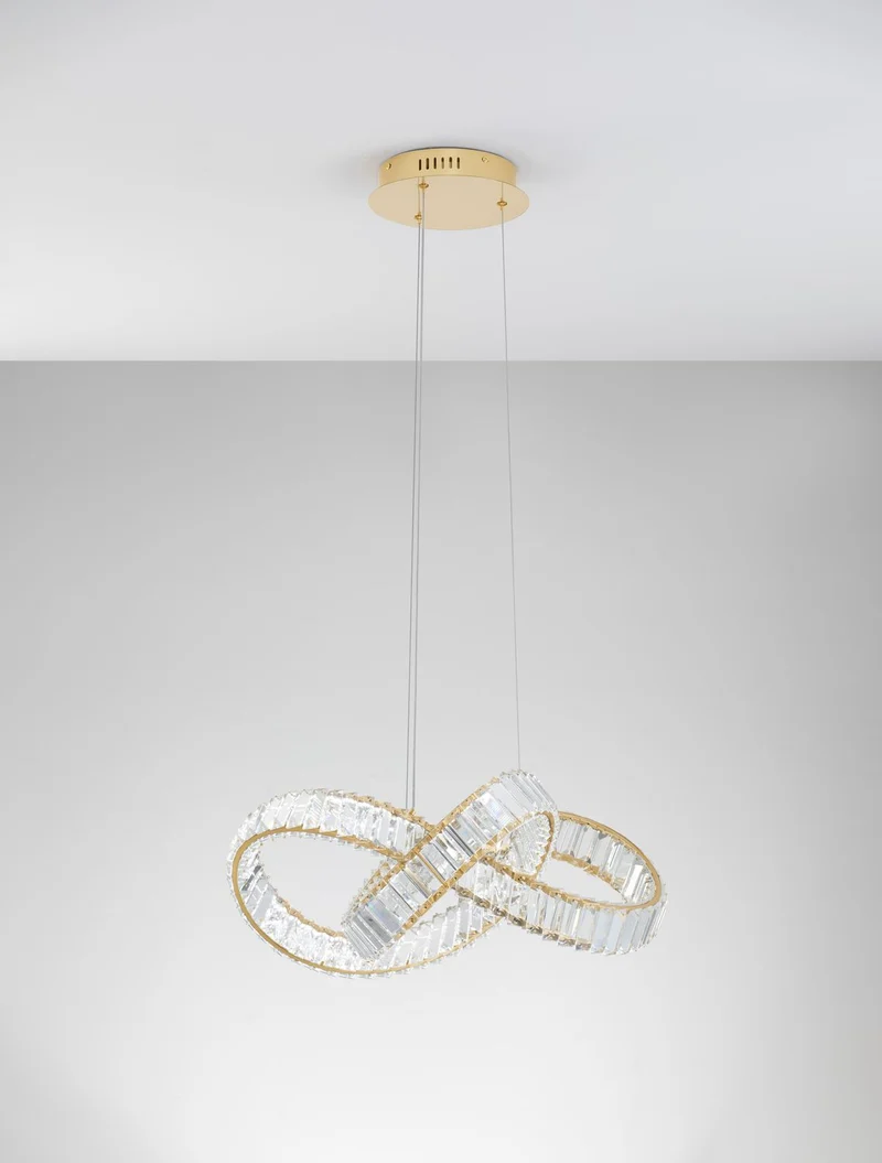 B-Ware Nova Luce Pendelleuchte Hängeleuchte CONCETO LED Gold dimmbar 120cm SIEHE TEXT