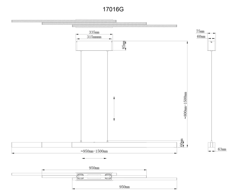 B-Ware Globo Hängeleuchte Pendelleuchte LED ETHAN altmessing 150cm CCT höhenverstellbar