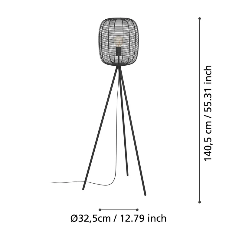 B-Ware EGLO Stehleuchte Standlampe Lampe schwarz Metall 1405cm E27 Rinroe60