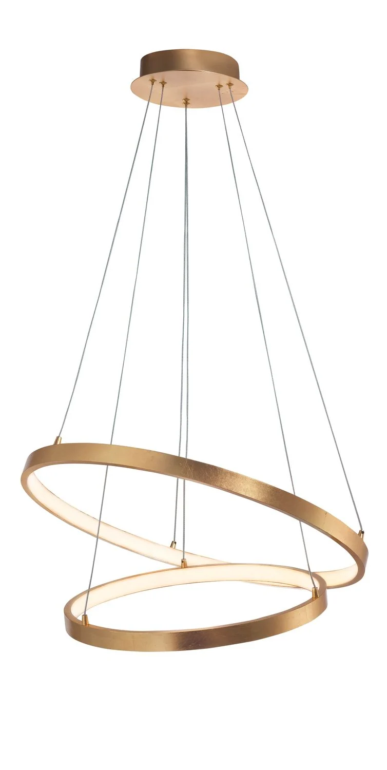 B-Ware Nova Luce Pendelleuchte Hängeleuchte Leon LED Blattgold Ø 60 cm SIEHE TEXT/FOTO