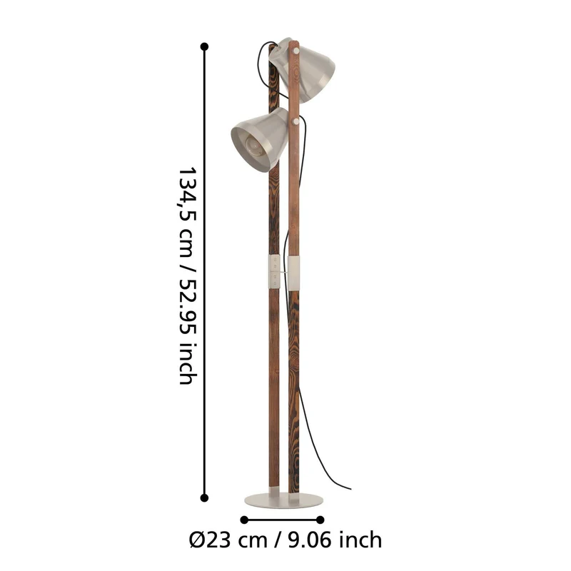 B-Ware Eglo Stehlampe Leuchte Cawton Höhe 1345 cm Stahl braun 2flg Stahl