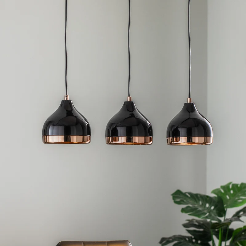 B-Ware Opviq Folse Tropfen Pendelleuchte Deckenleuchte Deckenlampe 3-flammig Schwarz