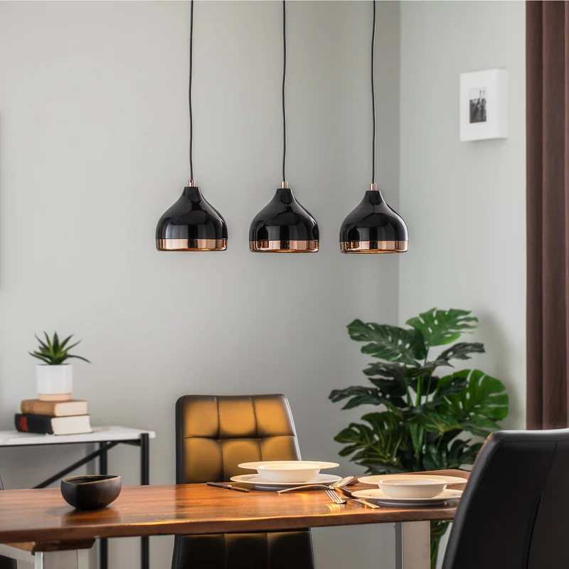 B-Ware Opviq Folse Tropfen Pendelleuchte Deckenleuchte Deckenlampe 3-flammig Schwarz