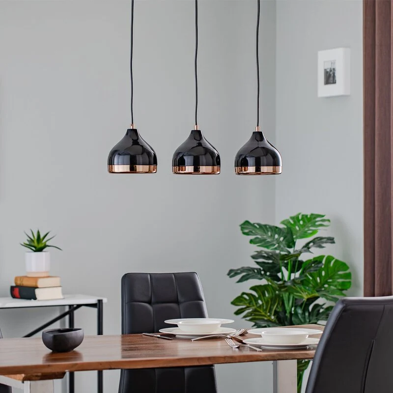 B-Ware Opviq Folse Tropfen Pendelleuchte Deckenleuchte Deckenlampe 3-flammig Schwarz