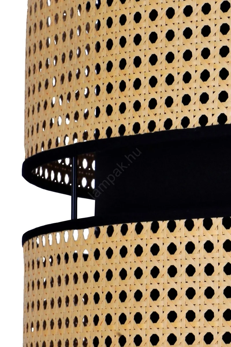 B-Ware DUOLLA Deckenleuchte Lampe Duo Rattan Baumwolle Rund Beige Schwarz Wohnzimmer