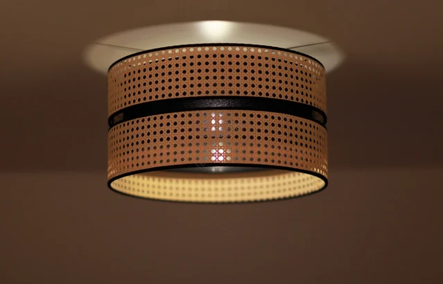 B-Ware DUOLLA Deckenleuchte Lampe Duo Rattan Baumwolle Rund Beige Schwarz Wohnzimmer