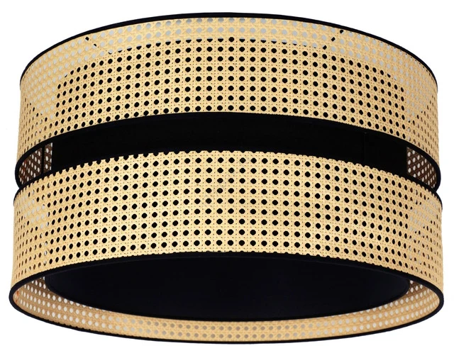 B-Ware DUOLLA Deckenleuchte Lampe Duo Rattan Baumwolle Rund Beige Schwarz Wohnzimmer
