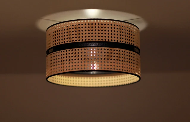 B-Ware DUOLLA Deckenleuchte Lampe Duo Rattan Baumwolle Rund Beige Schwarz Wohnzimmer