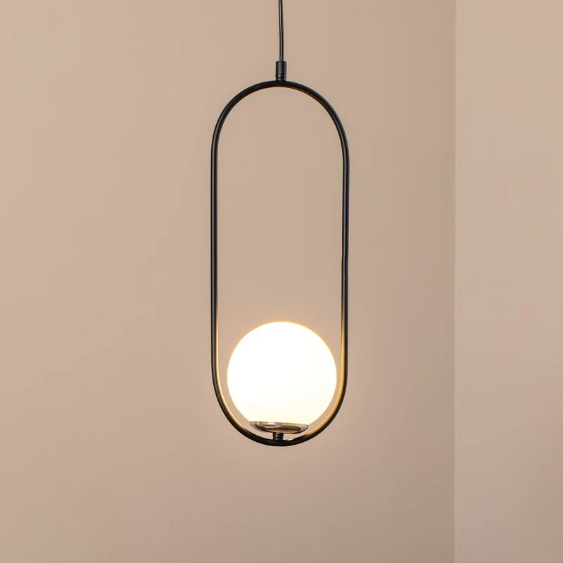 B-Ware Opviq Hängeleuchte Pendelleuchte Mudoni Deckenlampe schwarz weiß Glas Metall 731