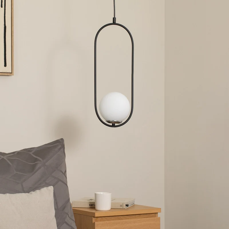 B-Ware Opviq Hängeleuchte Pendelleuchte Mudoni Deckenlampe schwarz weiß Glas Metall 731