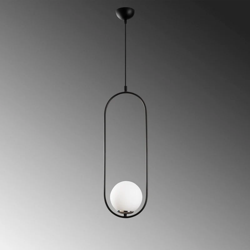 B-Ware Opviq Hängeleuchte Pendelleuchte Mudoni Deckenlampe schwarz weiß Glas Metall 731