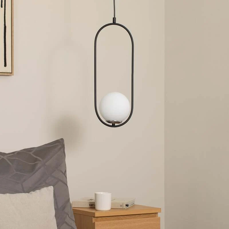 B-Ware Opviq Hängeleuchte Pendelleuchte Mudoni Deckenlampe schwarz weiß Glas Metall 731