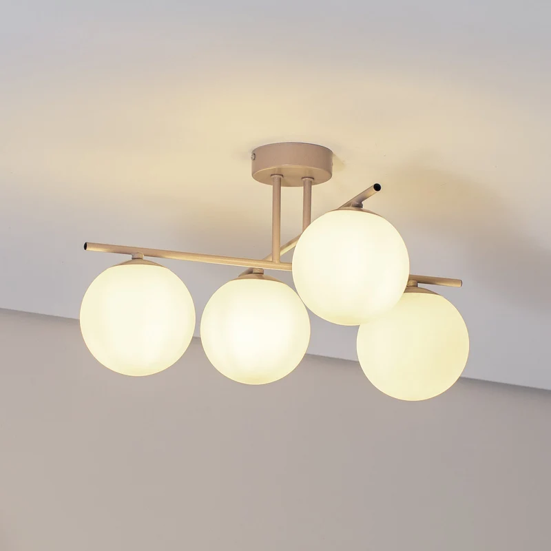 B-Ware Aurora Deckenleuchte Lampe Deckenlampe beige Ø 50 cm 4 flammig Glas E14