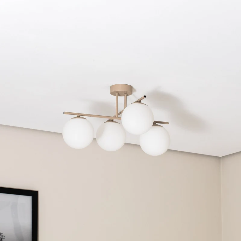 B-Ware Aurora Deckenleuchte Lampe Deckenlampe beige Ø 50 cm 4 flammig Glas E14