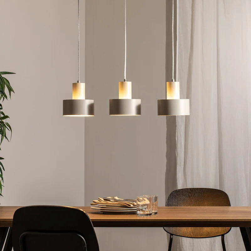 B-Ware Hängeleuchte Rif 3 Hängeleuchte Pendellampe taupe 3-flammig linear Stahl