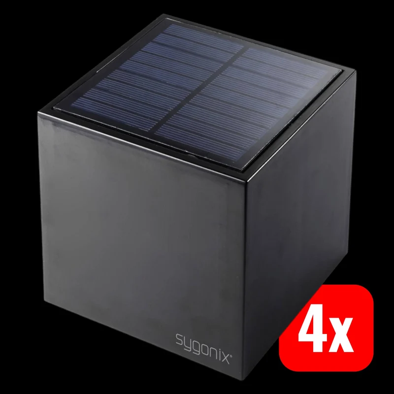 4x B-Ware Sygonix SY-5499356 Solar-Wandstrahler 0.9W Warmweiß Schwarz Strahler 4 STÜCK