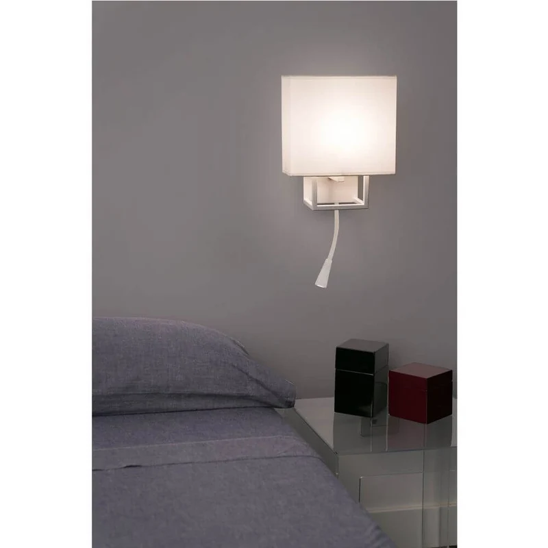 Wandleuchte VESPER mit LED-Leselampe Weiß, Beige