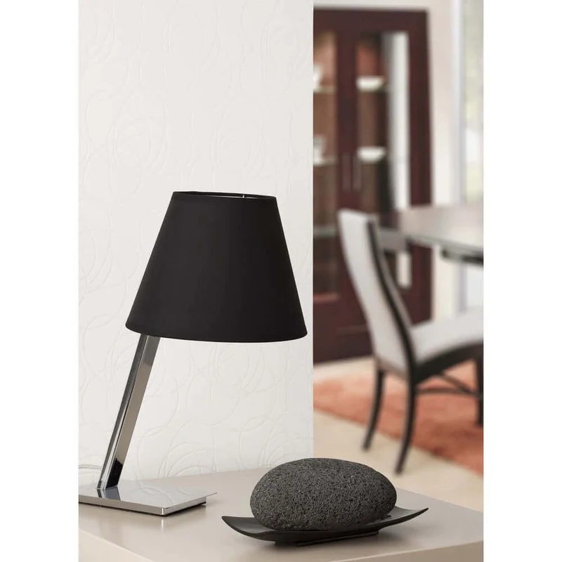 Tischleuchte MOMA Chrom, Schwarz