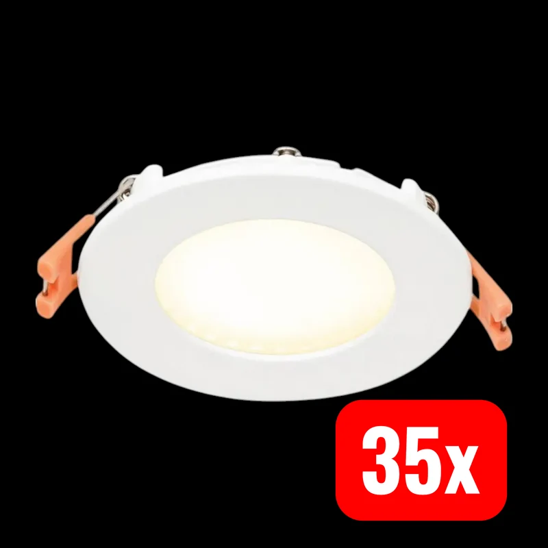 35x B-Ware EVN LED Einbaupanel Deckenleuchte Panel Warmweiß Weiß Aluminium 5W 85mm 35 STÜCK