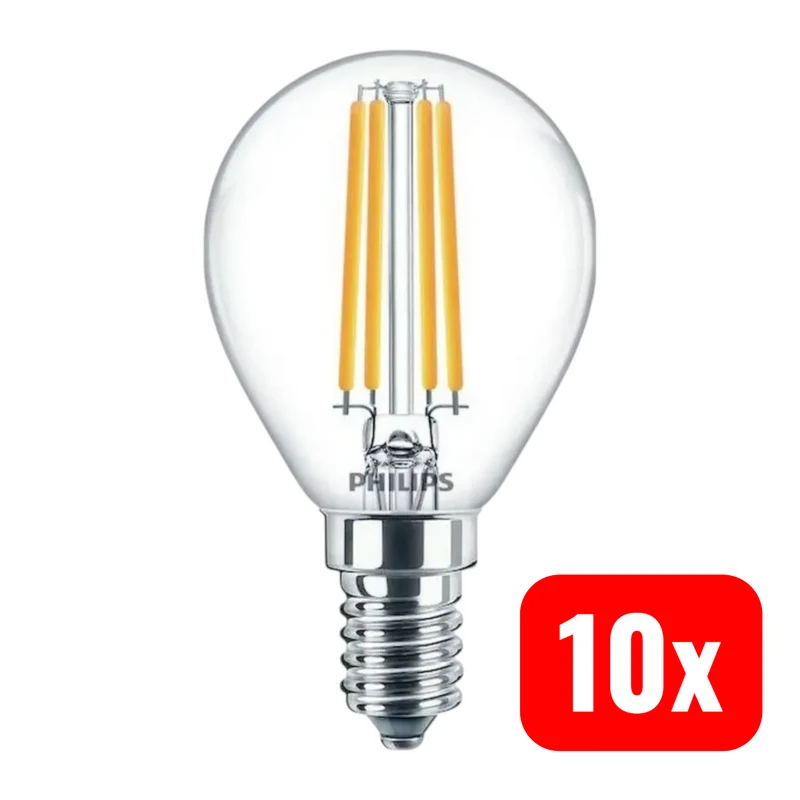 10x B-Ware Philips Glühlampe E14 LED Lampe Warmweiß klar P45 6.5 W 806 lm 45x80 mm 10 STÜCK