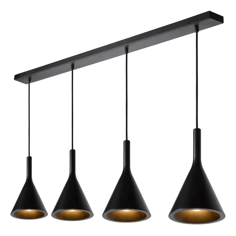B-Ware Lucide Pendellampe Gipsy. Hängeleuchte Deckenlampe schwarz Gips 120 cm 4-flammig