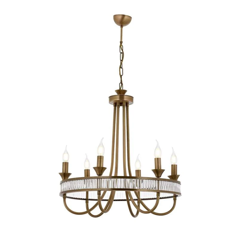 B-Ware Kronleuchter Deckenleuchte AV1890 sechsflammig altmessing Eisen Wohnzimmer