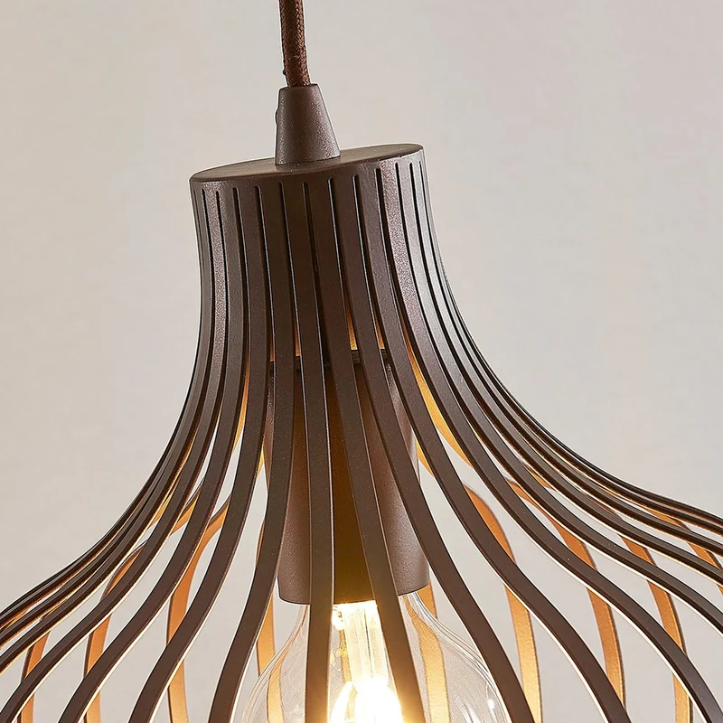 B-Ware Lindby Frances Hängeleuchte braun 1-fl. Ø 28 cm Hängeleuchte Pendelleuchte Lampe