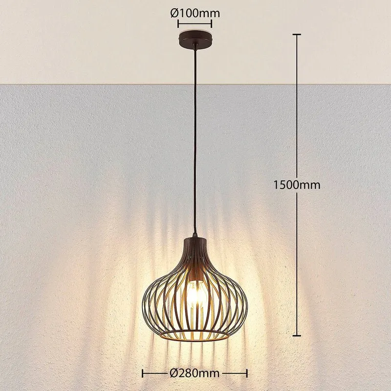 B-Ware Lindby Frances Hängeleuchte braun 1-fl. Ø 28 cm Hängeleuchte Pendelleuchte Lampe