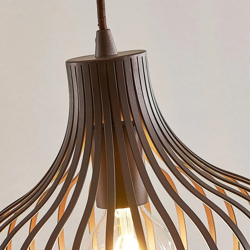 B-Ware Lindby Frances Hängeleuchte braun 1-fl. Ø 28 cm Hängeleuchte Pendelleuchte Lampe