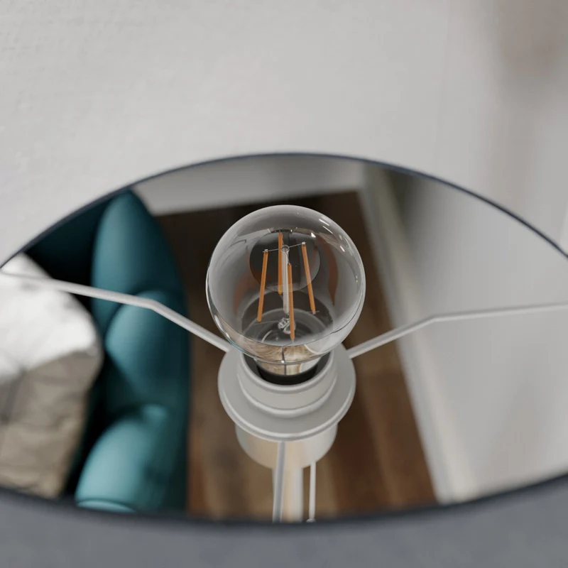 2x B-Ware Lindby Nantwin Stehleuchte Lampe grau Stoffschirm Lichtquelle E27, LED 2 STÜCK