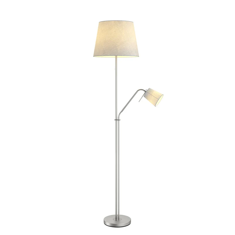 2x B-Ware Lindby Nantwin Stehleuchte Lampe grau Lichtquelle E27 LED Stoffschirm 2STÜCK