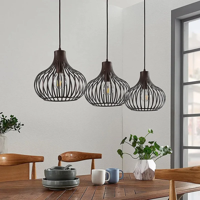 B-Ware Lindby Hängelampe Pendelleuchte Lampe braun 3-flammig Metall E27 dimmbar