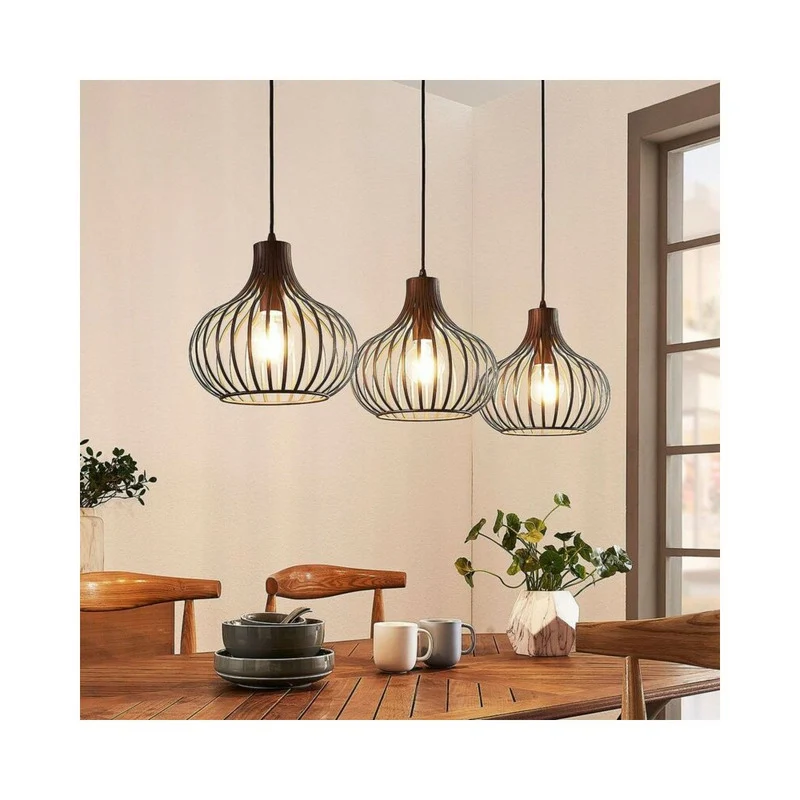 B-Ware Lindby Hängelampe Pendelleuchte Lampe braun 3-flammig Metall E27 dimmbar