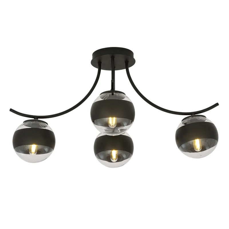 B-Ware EMIBIG LIGHTING Deckenleuchte Lampe Boston schwarz klar 4flg Beleuchtung