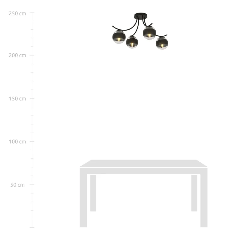 B-Ware EMIBIG LIGHTING Deckenleuchte Lampe Boston schwarz klar 4flg Beleuchtung