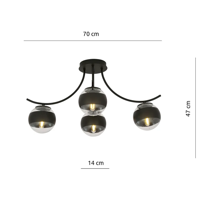 B-Ware EMIBIG LIGHTING Deckenleuchte Lampe Boston schwarz klar 4flg Beleuchtung