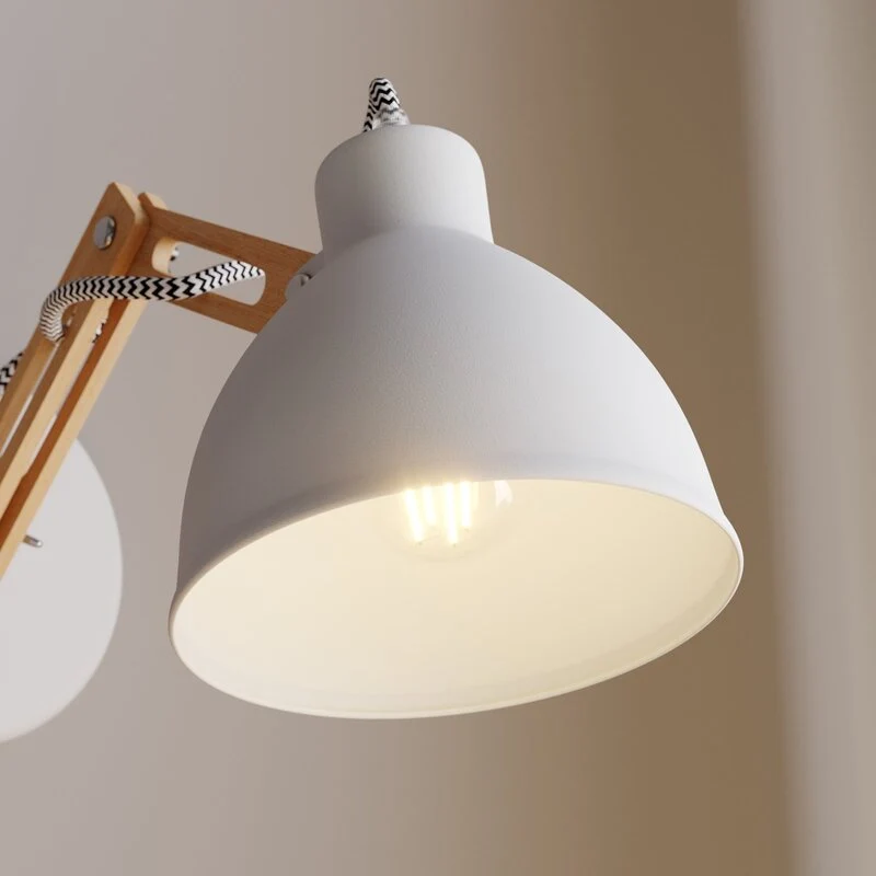 B-Ware Euluna Wandlampe Skansen Holzarm verstellbar weiß Wandleuchte Lampe Leuchte Spot