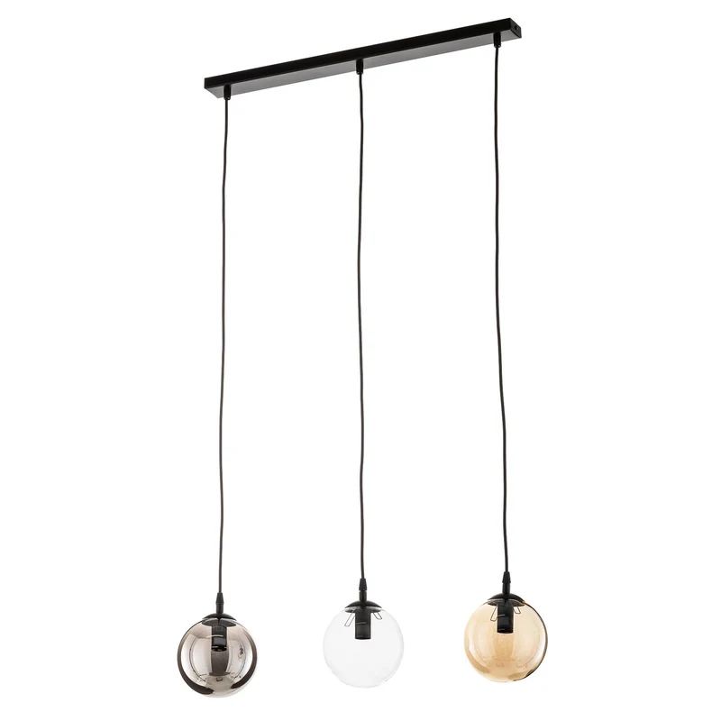 B-Ware EMIBIG LIGHTING Hängeleuchte Glassy Hängelampe 3-flg gerade grafit amber klar