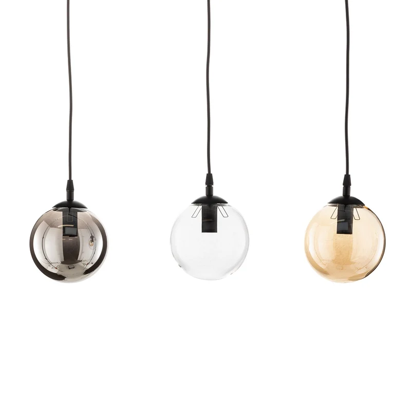 B-Ware EMIBIG LIGHTING Hängeleuchte Glassy Hängelampe 3-flg gerade grafit amber klar