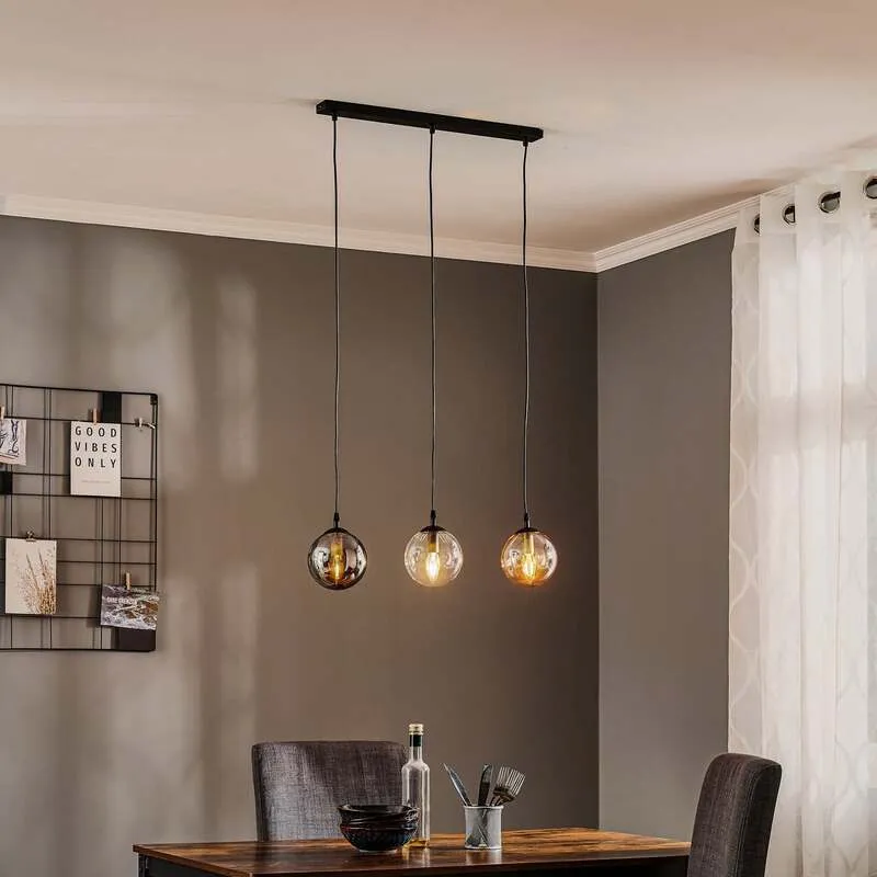 B-Ware EMIBIG LIGHTING Hängeleuchte Glassy Hängelampe 3-flg gerade grafit amber klar
