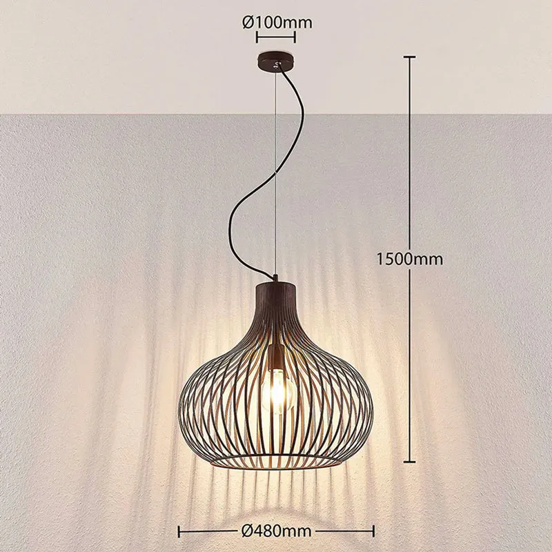 B-Ware Lindby Frances Hängeleuchte Hängeleuchte Lampe Leuchte braun 1-fl. Ø 48 cm 117