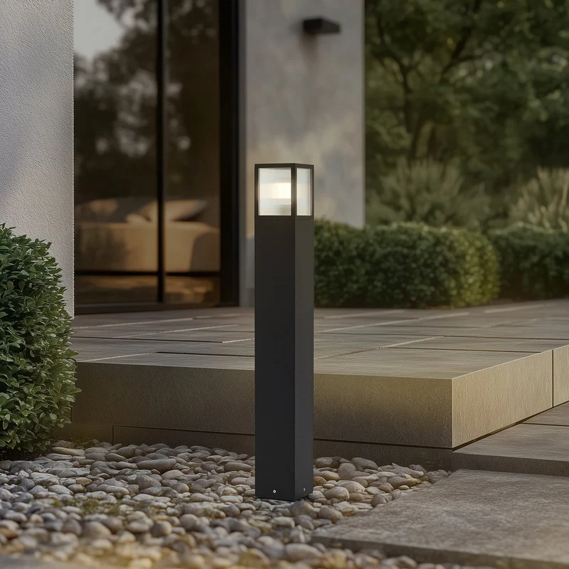 B-Ware Lucande Wegeleuchte Außenleuchte Klemens Gartenlampe schwarz Metall IP54 90 cm
