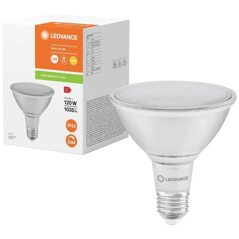12x B-Ware LEDVANCE Reflektorlampe LED E27 PAR38 Klar Warmweiß dimmbar Glas 15,2 W 12 STÜCK