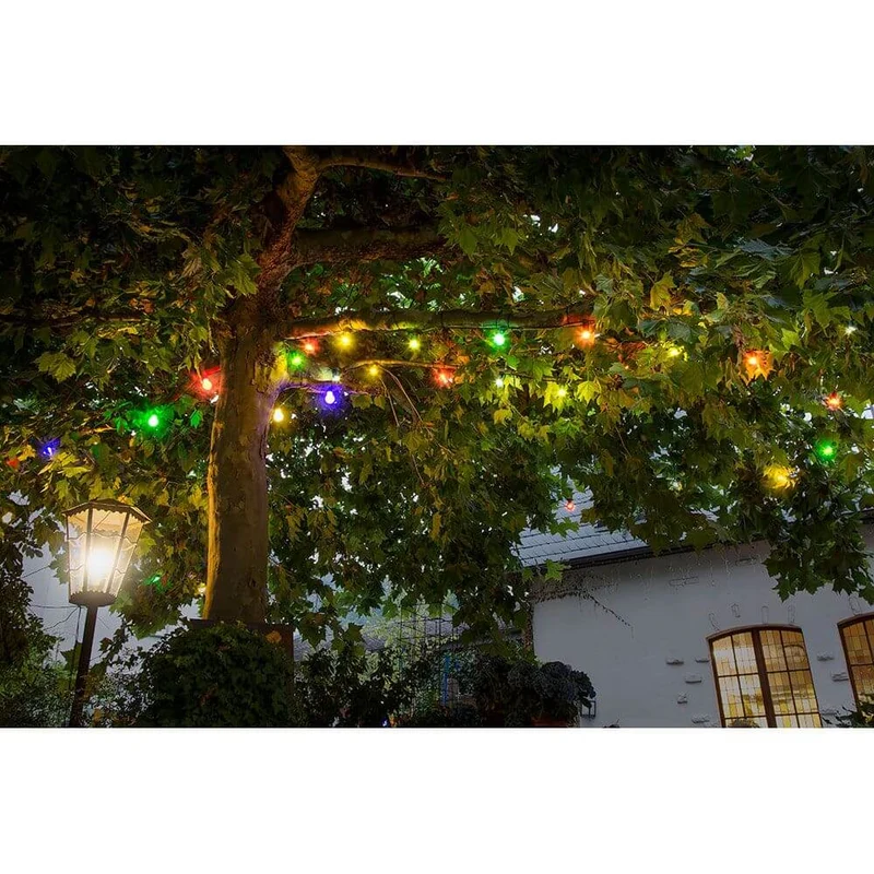 LED Biergartenketten Erweiterung 10er bunt 80 Warmweiße Dioden