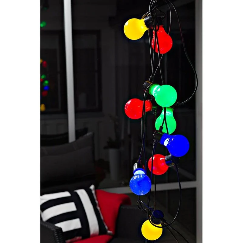 LED Biergartenkette 20er bunt milchig 160 Warmweiße Dioden 24V