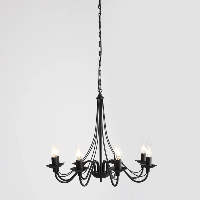 B-Ware Kronleuchter Lampe Rosa Deckenlampe schwarz Metall 8flg Hängelampe Pendelleuchte